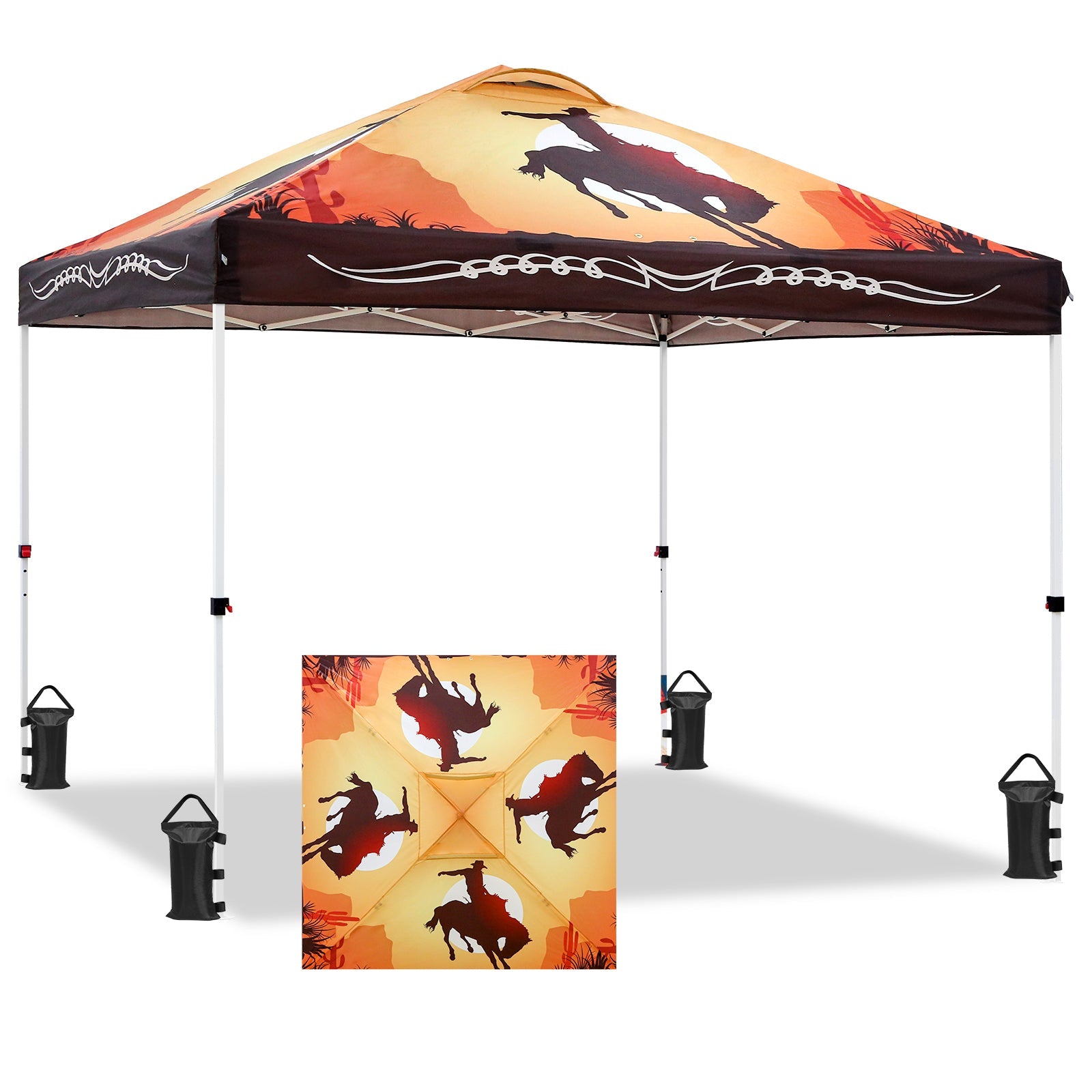 pop up tent personalized Easy Setup Straight Leg 10x10 Pop Up Canopy Tent Graphix Top Cowboy