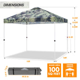 SHADE GRAPHiX Easy Setup 10x10 Pop Up Canopy Tent with Digital Printed Tree Camo Top - Eagle Peak Custom Canopy Tent