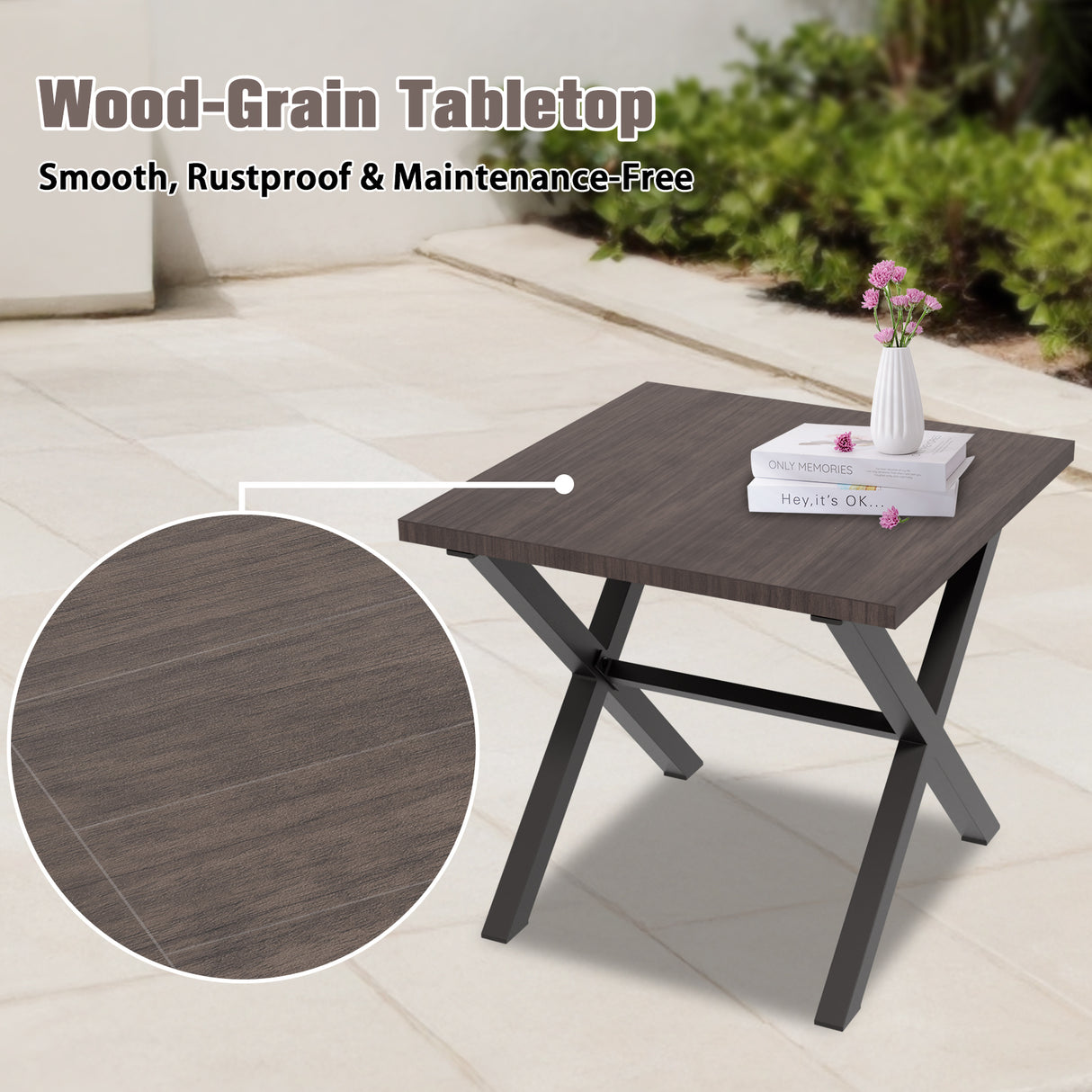Harbor Haven 3 PCS Wicker Patio Bistro Set, Outdoor Swivel Rocking Chairs &Side Table