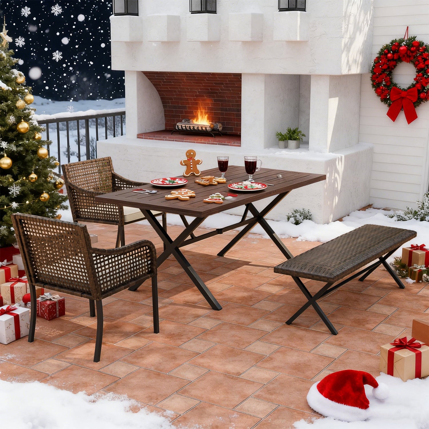 Sienna Bay Outdoor Dining Set for 4/6, Brown/Beige