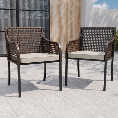 Sienna Bay Outdoor Wicker Dining Chairs, Set of 2,4, Brown/Beige - Eagle Peak Custom Canopy Tent