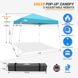 Slant Leg Pop up Canopy Tent, 10x10 Base 8x8 Top - Eagle Peak®