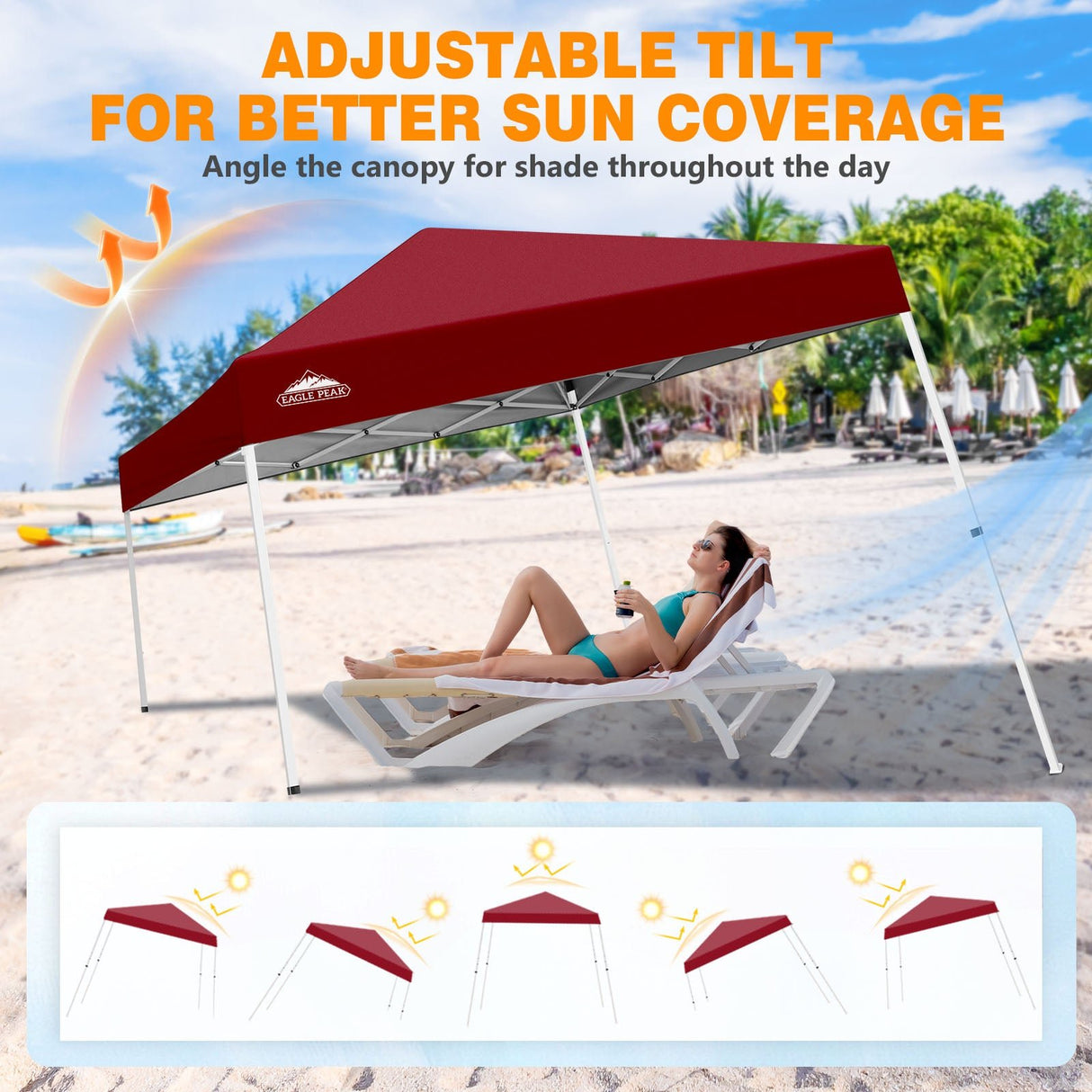 Slant Leg Pop up Canopy Tent, 10x10 Base 8x8 Top - Eagle Peak®