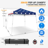 Slant Leg Pop up Canopy Tent, 10x10 Base 8x8 Top - Eagle Peak®