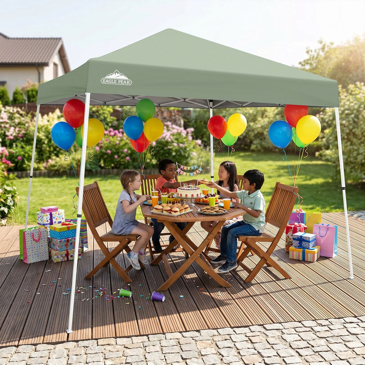 Slant Leg Pop up Canopy Tent, 10x10 Base 8x8 Top - Eagle Peak®