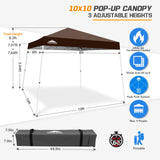 Slant Leg Pop up Canopy Tent, 10x10 Base 8x8 Top - Eagle Peak®