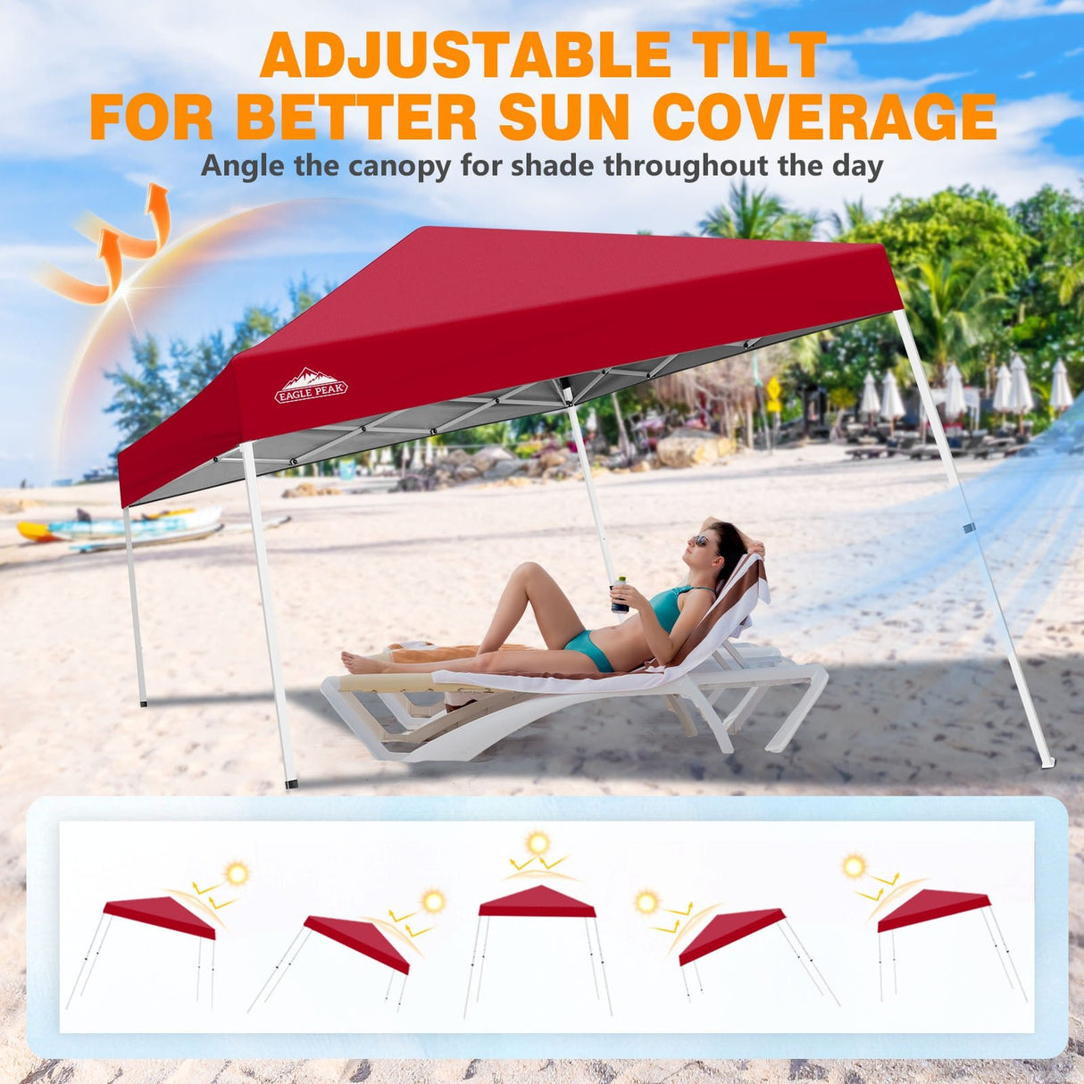 Slant Leg Pop up Canopy Tent, 10x10 Base 8x8 Top - Eagle Peak®