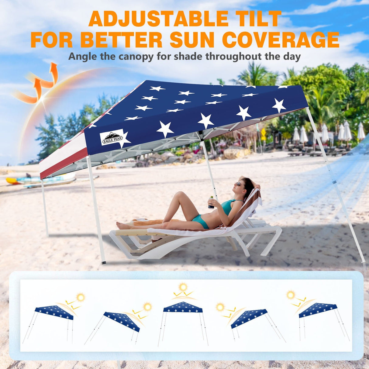 Slant Leg Pop up Canopy Tent, 10x10 Base 8x8 Top - Eagle Peak®