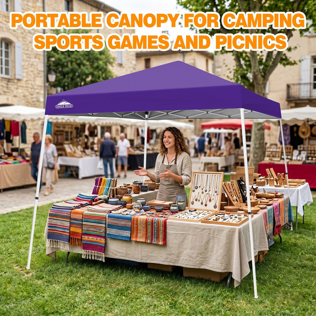 Slant Leg Pop up Canopy Tent, 10x10 Base 8x8 Top - Eagle Peak®