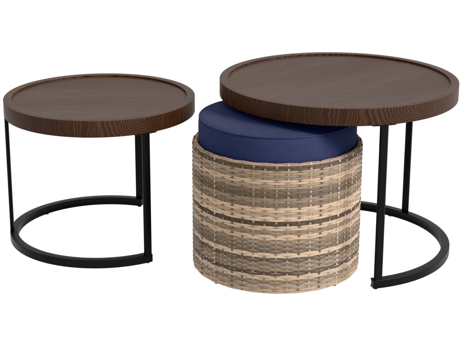 Sunset Dune Outdoor Patio Furniture, Set of 2 Nesting Coffee