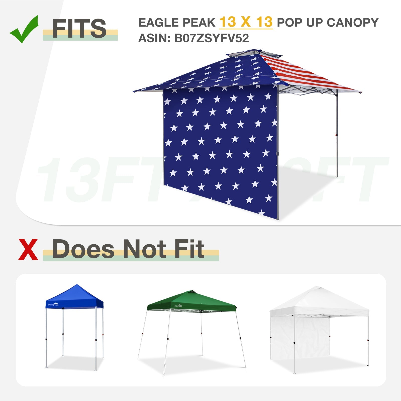 Sunwall / Sidewall for 13x13 ft Straight Leg Canopy – Eagle