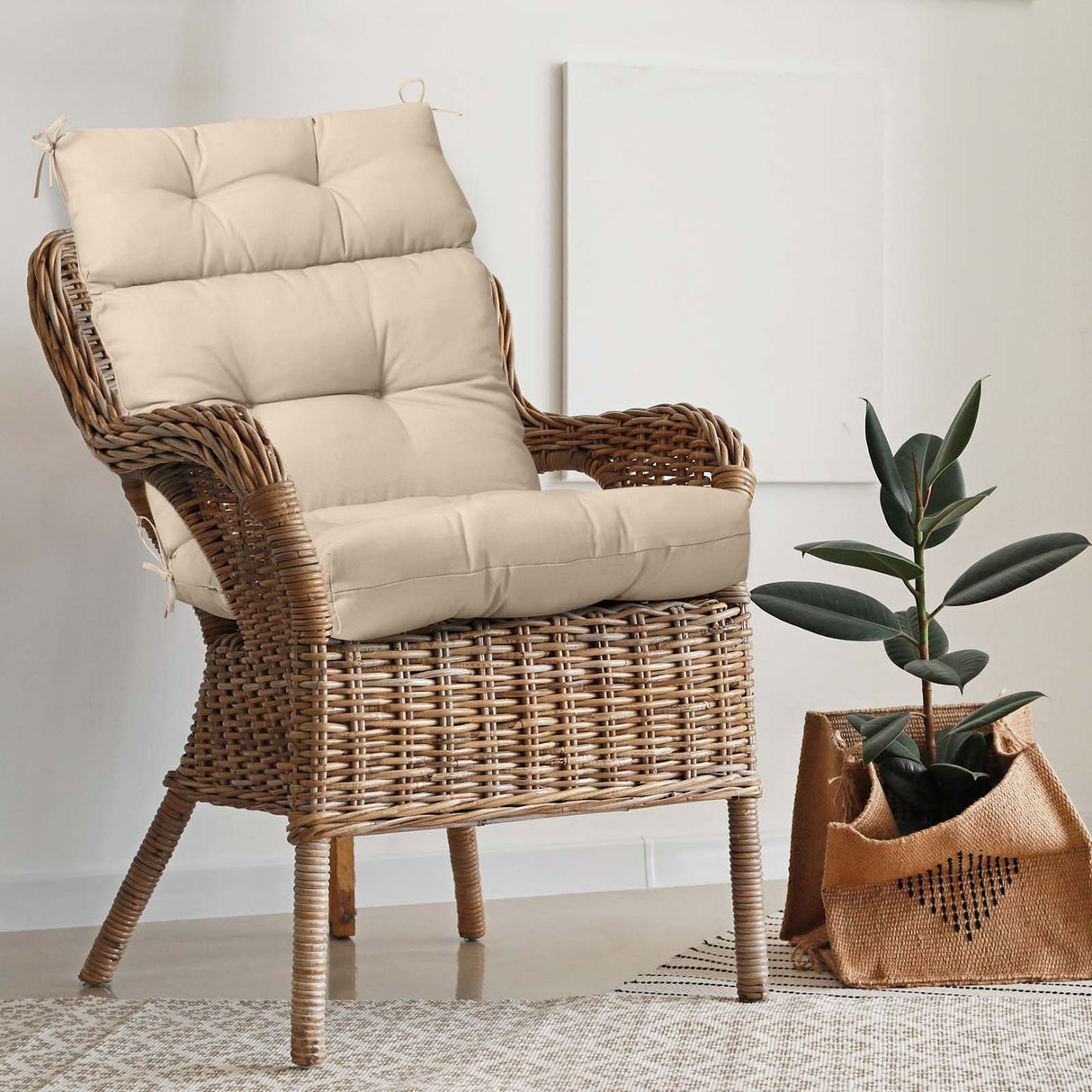 Tufted Outdoor/Indoor High Back Patio Chair Cushion, Set of 1, 46'' x 22'' - Eagle Peak Custom Canopy Tent