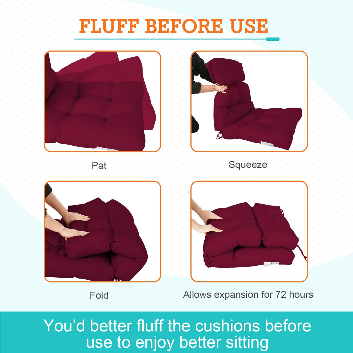 Tufted Outdoor/Indoor High Back Patio Chair Cushion, Set of 1, 46'' x 22'' - Eagle Peak Custom Canopy Tent