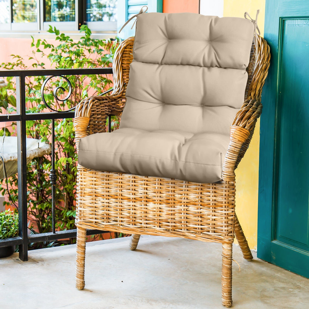 Tufted Outdoor/Indoor High Back Patio Chair Cushion, Set of 1, 46'' x 22'' - Eagle Peak Custom Canopy Tent