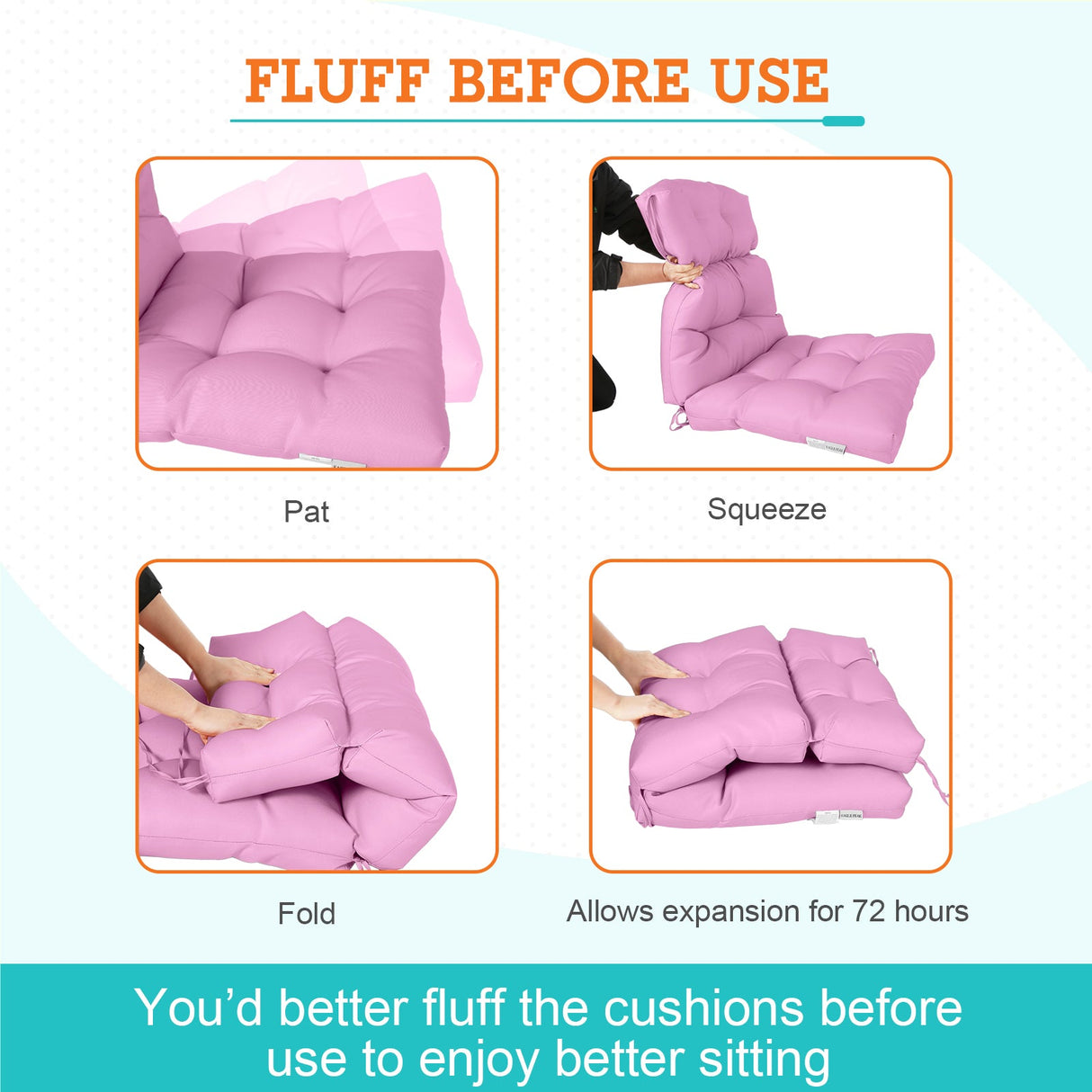 Tufted Outdoor/Indoor High Back Patio Chair Cushion, Set of 1, 46'' x 22'' - Eagle Peak Custom Canopy Tent