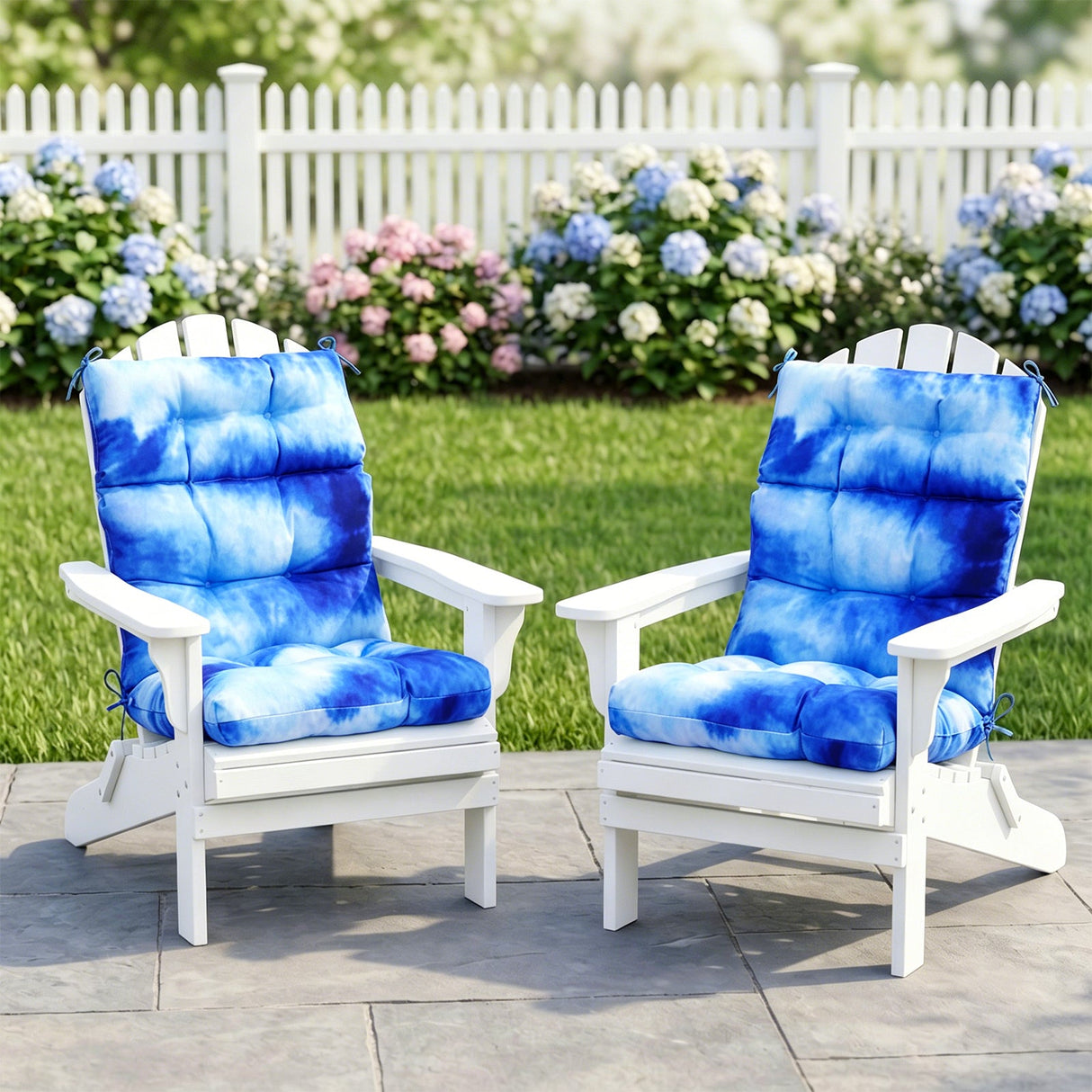 Tufted Outdoor/Indoor High Back Patio Chair Cushion, Set of 2, 46'' x 22'' - Eagle Peak