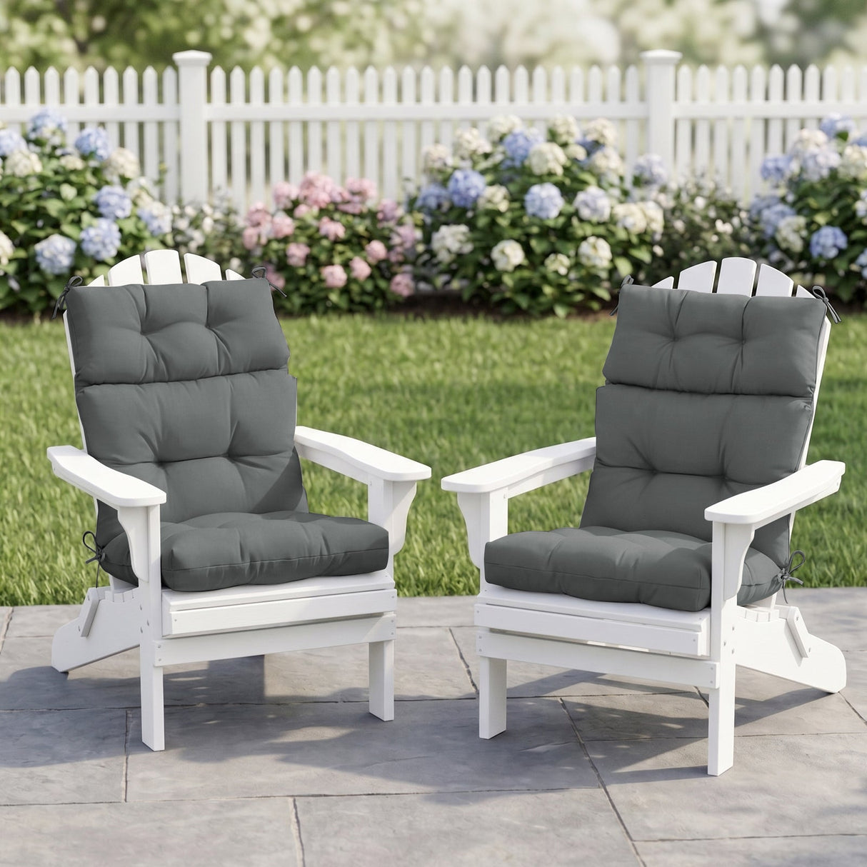 Tufted Outdoor/Indoor High Back Patio Chair Cushion, Set of 2, 46'' x 22'' - Eagle Peak