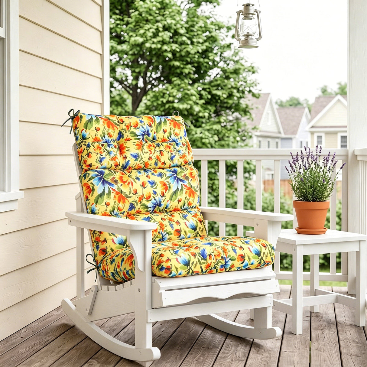 Tufted Outdoor/Indoor High Back Patio Chair Cushion, Set of 2, 46'' x 22'' - Eagle Peak