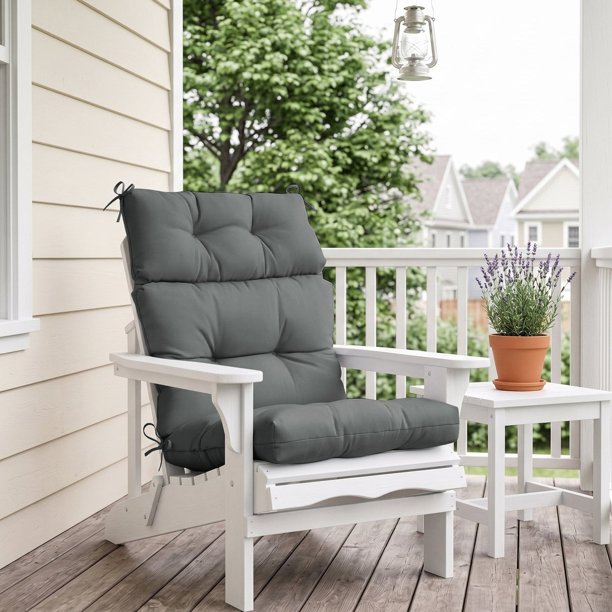 Tufted Outdoor/Indoor High Back Patio Chair Cushion, Set of 2, 46'' x 22'' - Eagle Peak