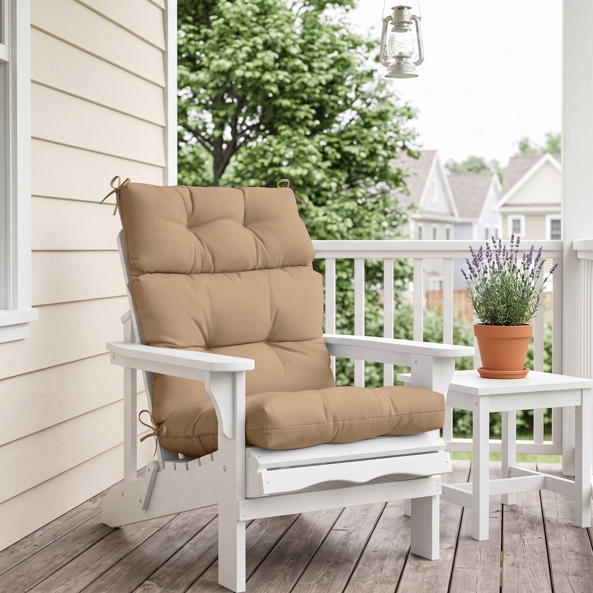 Tufted Outdoor/Indoor High Back Patio Chair Cushion, Set of 2, 46'' x 22'' - Eagle Peak