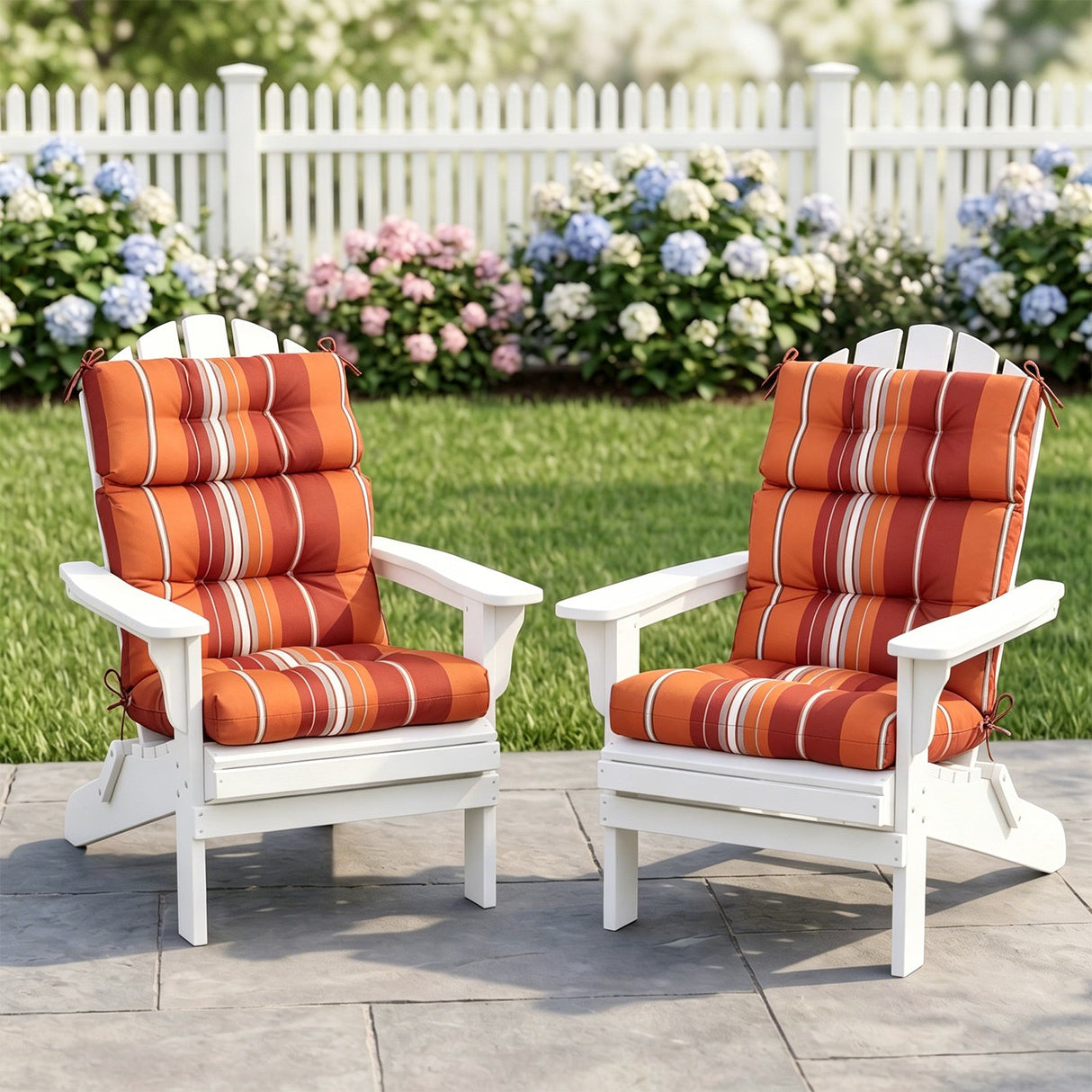 Tufted Outdoor/Indoor High Back Patio Chair Cushion, Set of 2, 46'' x 22'' - Eagle Peak