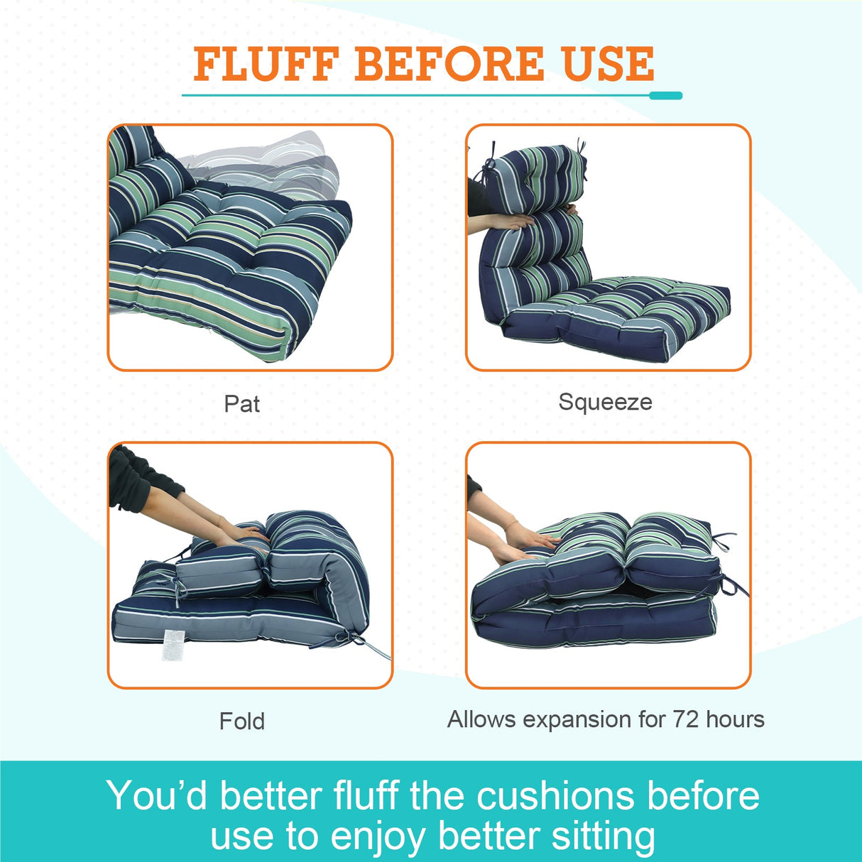 Tufted Outdoor/Indoor High Back Patio Chair Cushion, Set of 2, 46'' x 22'' - Eagle Peak Custom Canopy Tent