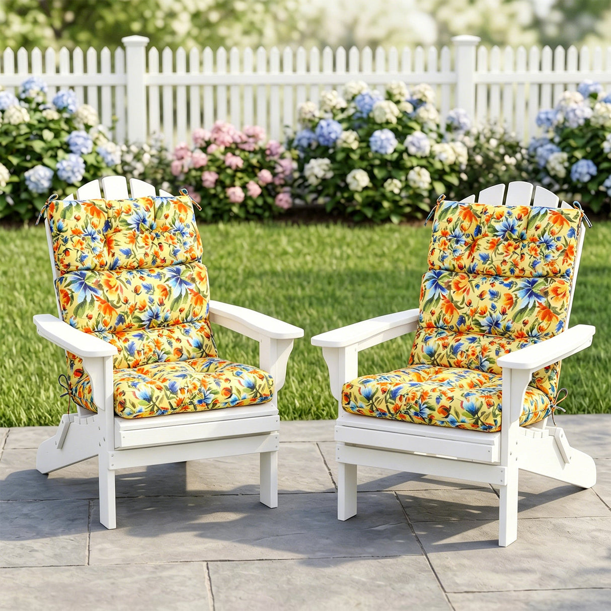 Tufted Outdoor/Indoor High Back Patio Chair Cushion, Set of 2, 46'' x 22'' - Eagle Peak