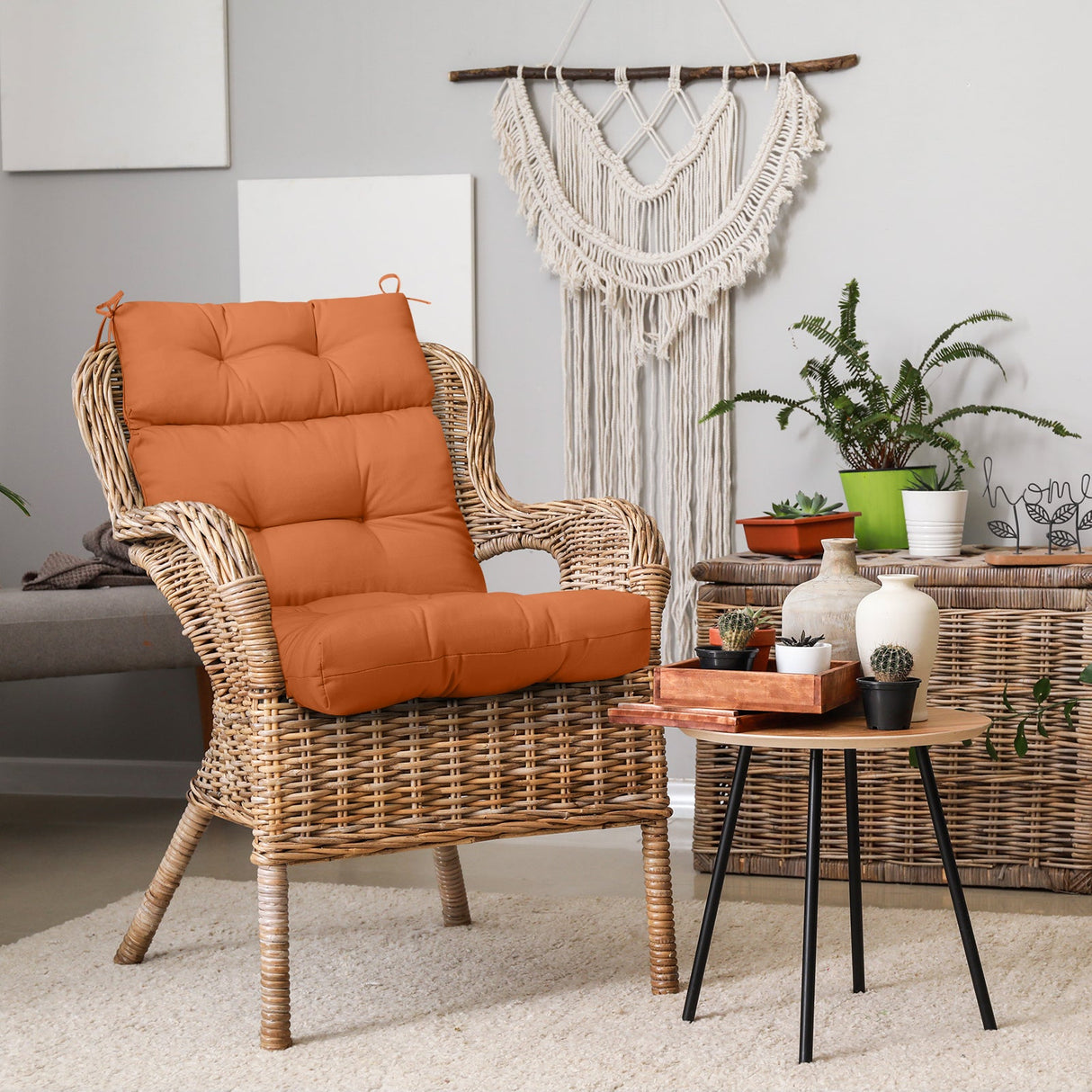 Tufted Outdoor/Indoor High Back Patio Chair Cushion, Set of 2, 46'' x 22'' - Eagle Peak Custom Canopy Tent