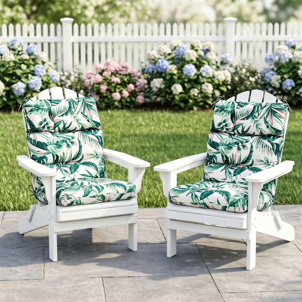 Tufted Outdoor/Indoor High Back Patio Chair Cushion, Set of 2, 46'' x 22'' - Eagle Peak