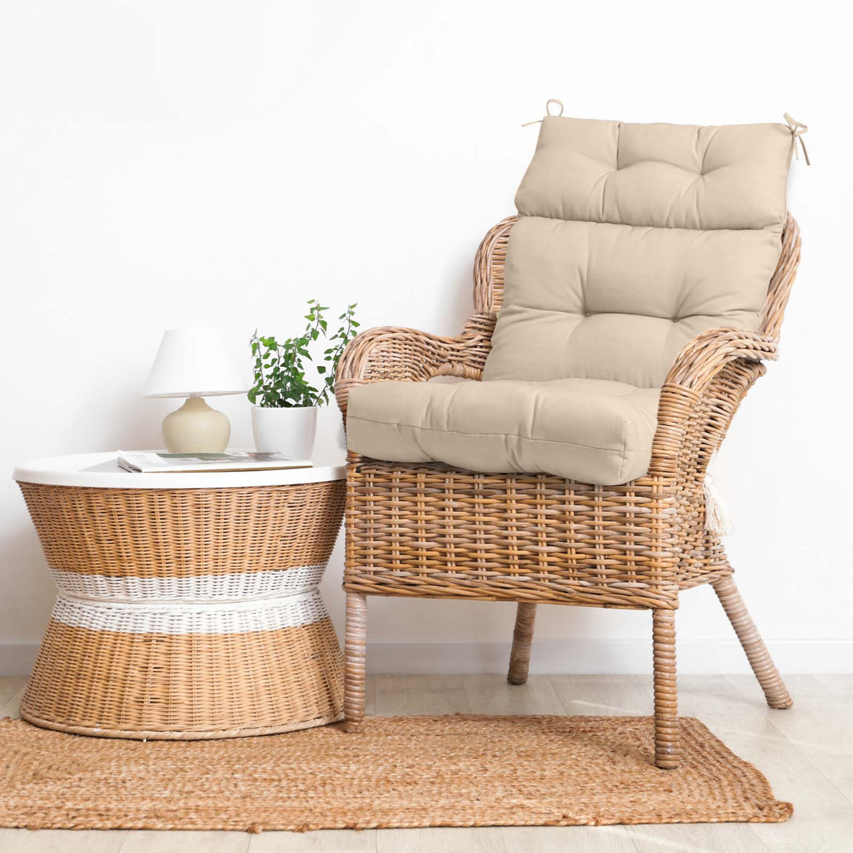 Tufted Outdoor/Indoor High Back Patio Chair Cushions, Set of 4, 46'' x 22'' - Eagle Peak Custom Canopy Tent