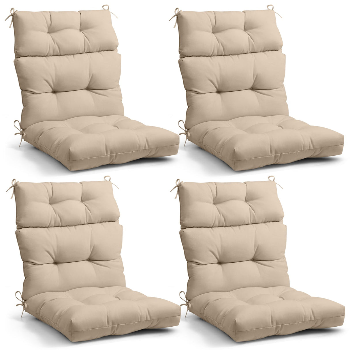 Tufted Outdoor/Indoor High Back Patio Chair Cushions, Set of 4, 46'' x 22'' - Eagle Peak Custom Canopy Tent