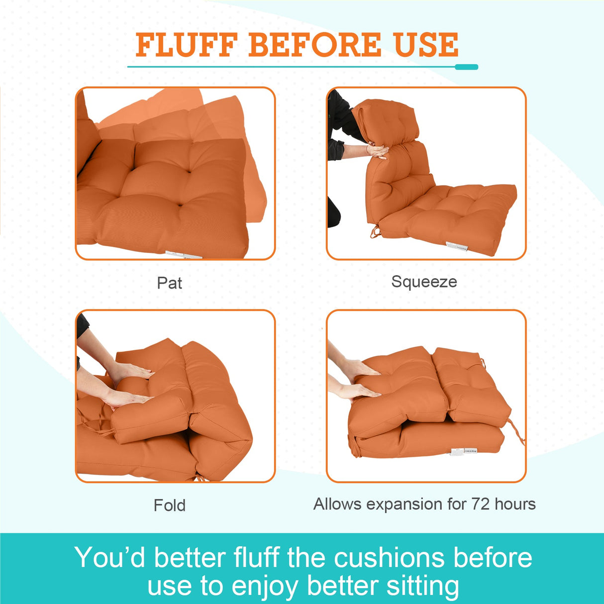 Tufted Outdoor/Indoor High Back Patio Chair Cushions, Set of 4, 46'' x 22'' - Eagle Peak Custom Canopy Tent