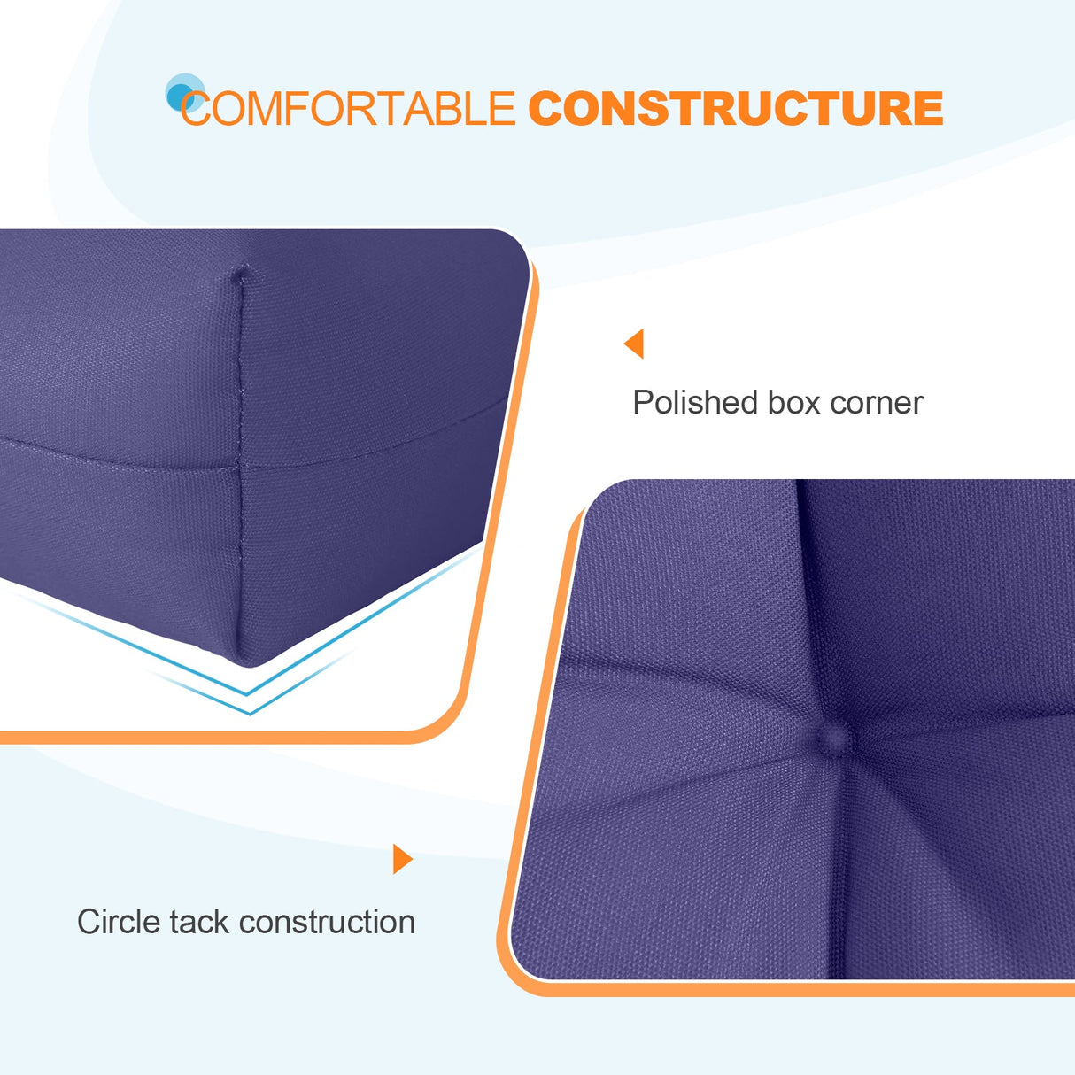 Tufted Outdoor/Indoor Seat/Back Chair Cushion, Set of 2, 42'' x 21'' - Eagle Peak Custom Canopy Tent