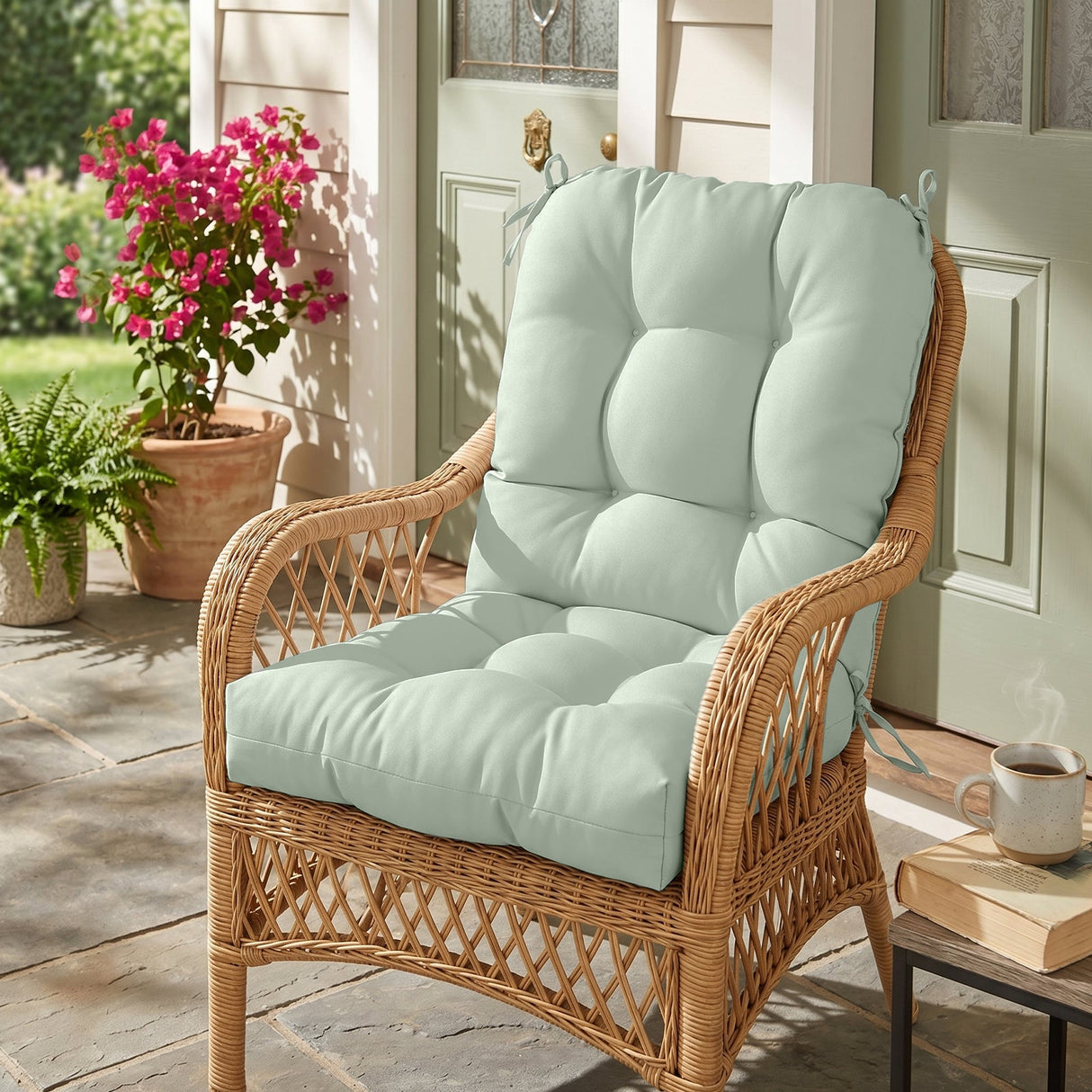 Tufted Outdoor/Indoor Seat/Back Chair Cushion, Set of 2, 42'' x 21'' - Eagle Peak