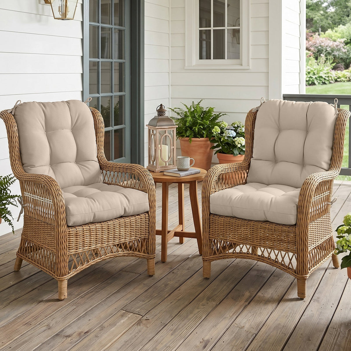 Tufted Outdoor/Indoor Seat/Back Chair Cushion, Set of 2, 42'' x 21'' - Eagle Peak