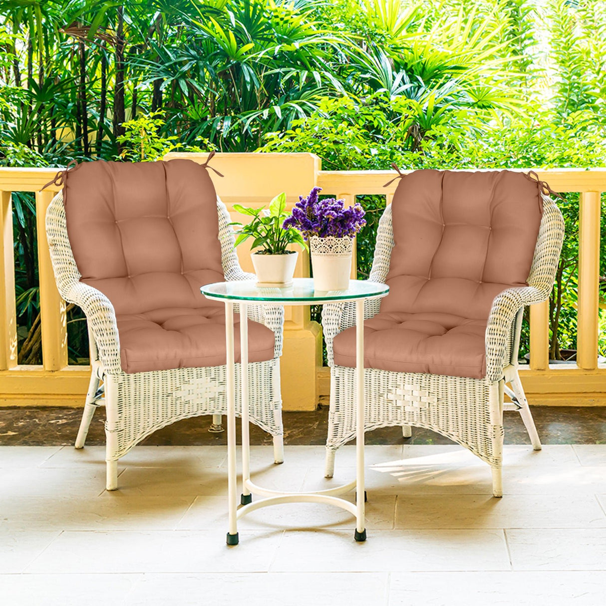 Tufted Outdoor/Indoor Seat/Back Chair Cushion, Set of 2, 42'' x 21'' - Eagle Peak Custom Canopy Tent