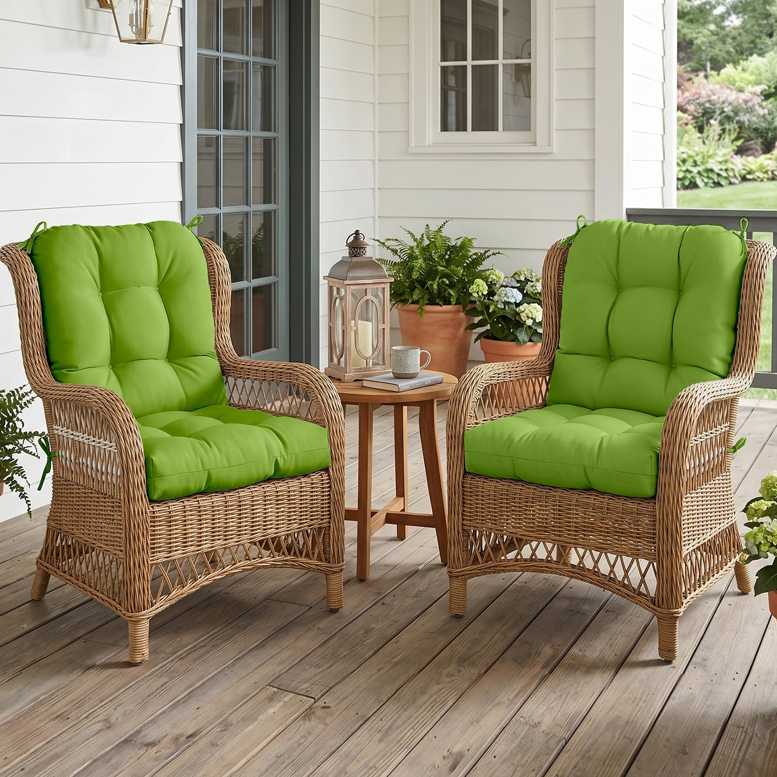 Tufted Outdoor/Indoor Seat/Back Chair Cushion, 2 Pack, 42'' x 21