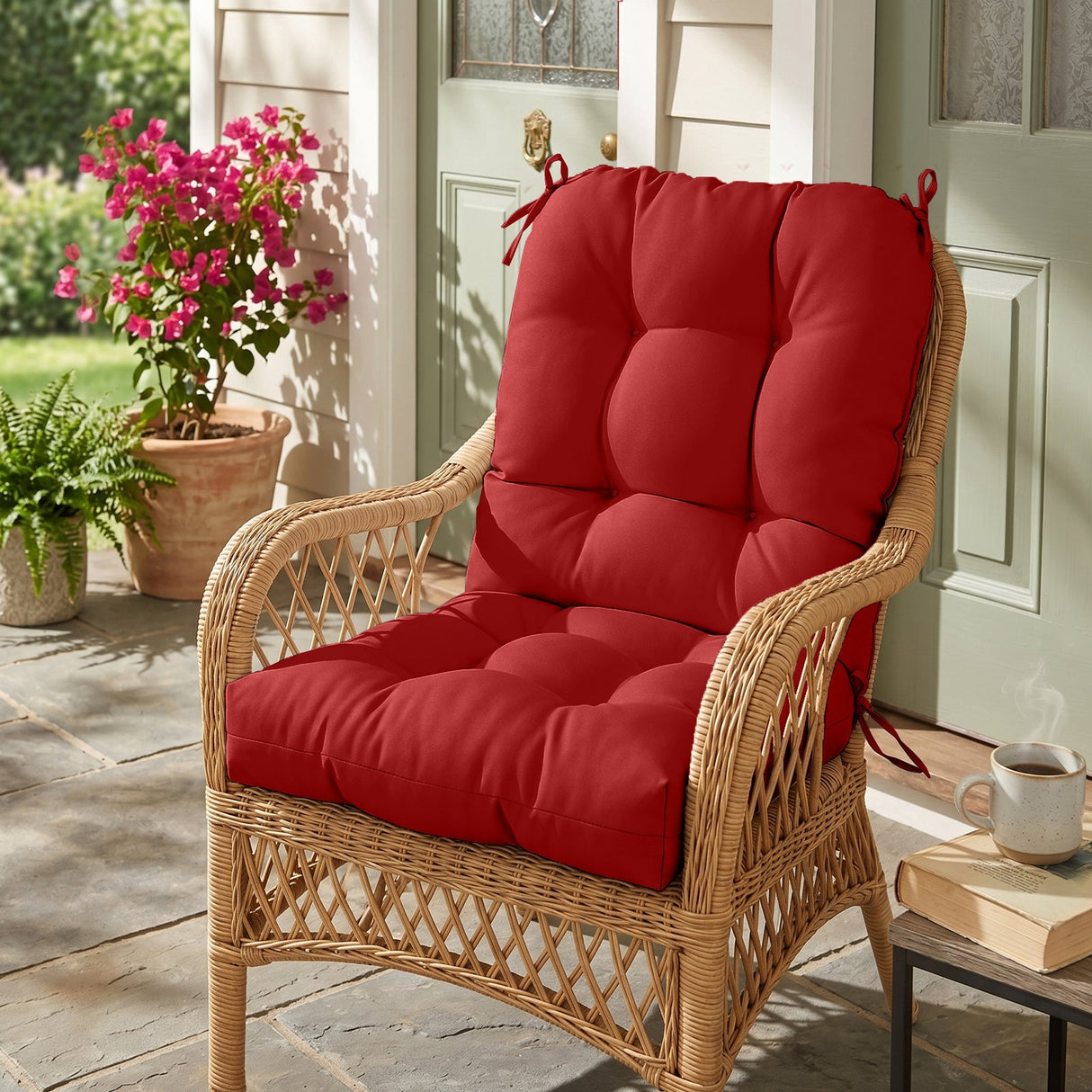 Tufted Outdoor/Indoor Seat/Back Chair Cushion, Set of 2, 42'' x 21'' - Eagle Peak