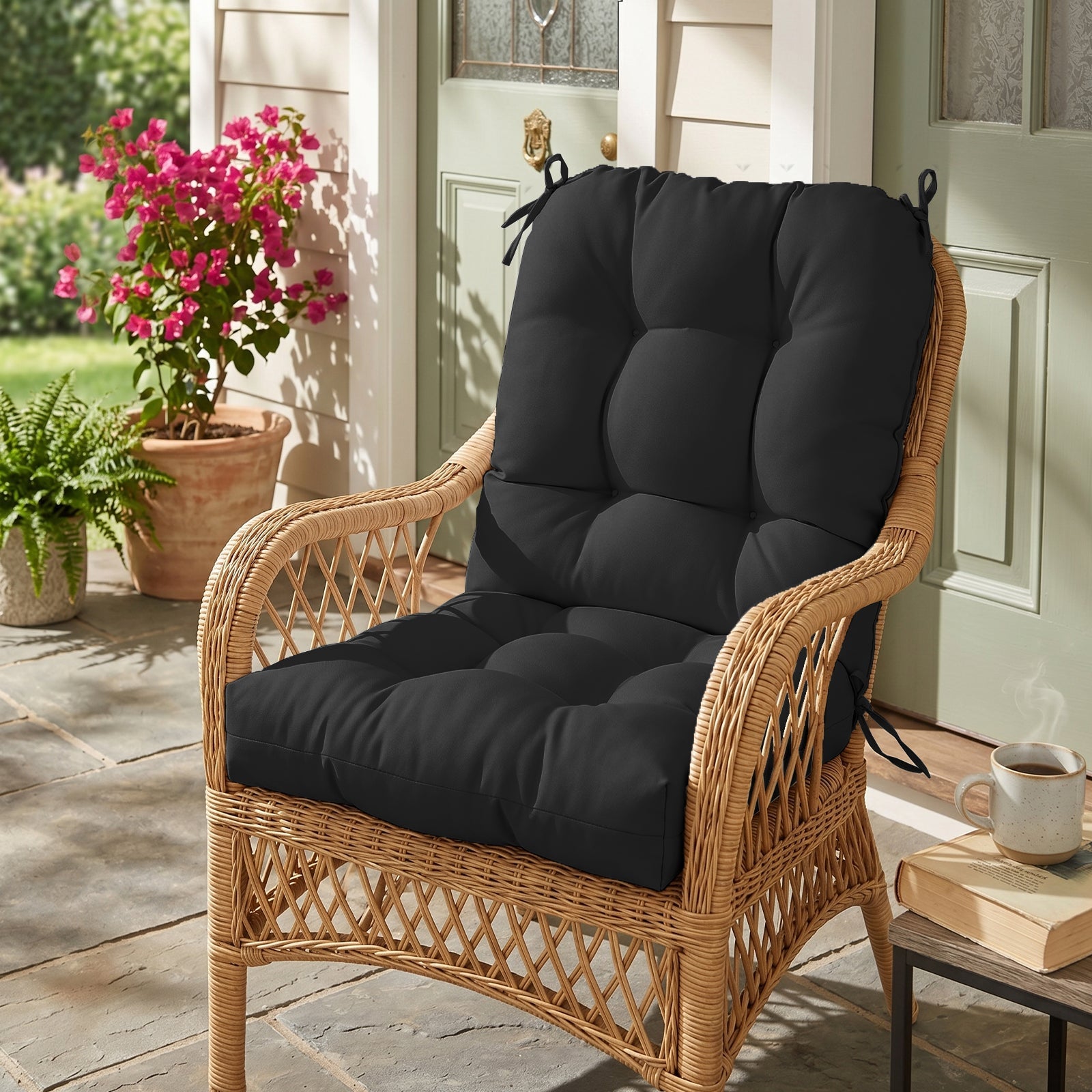 Tufted Outdoor/Indoor Seat/Back Chair Cushion, 2 Pack, 42'' x 21