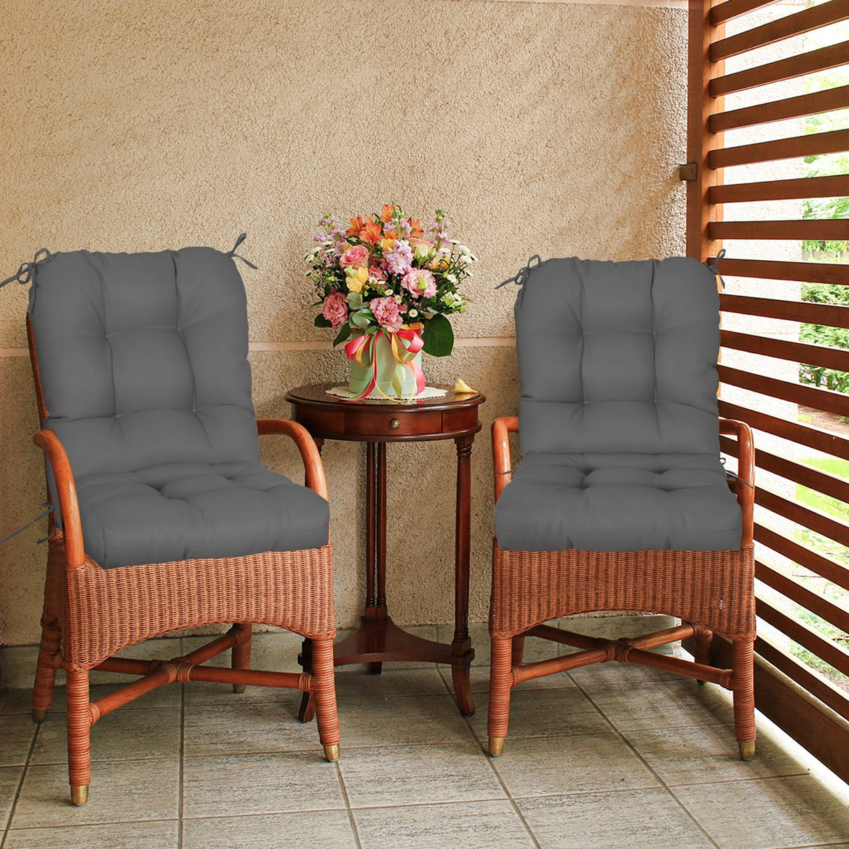 Tufted Outdoor/Indoor Seat/Back Chair Cushion, Set of 2, 42'' x 21'' - Eagle Peak Custom Canopy Tent