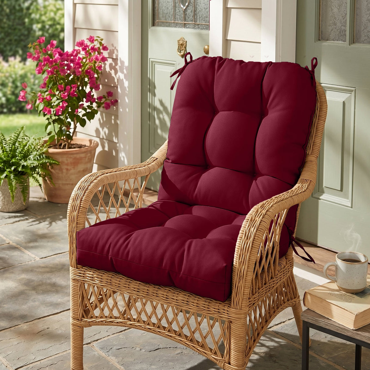 Tufted Outdoor/Indoor Seat/Back Chair Cushion, Set of 2, 42'' x 21'' - Eagle Peak