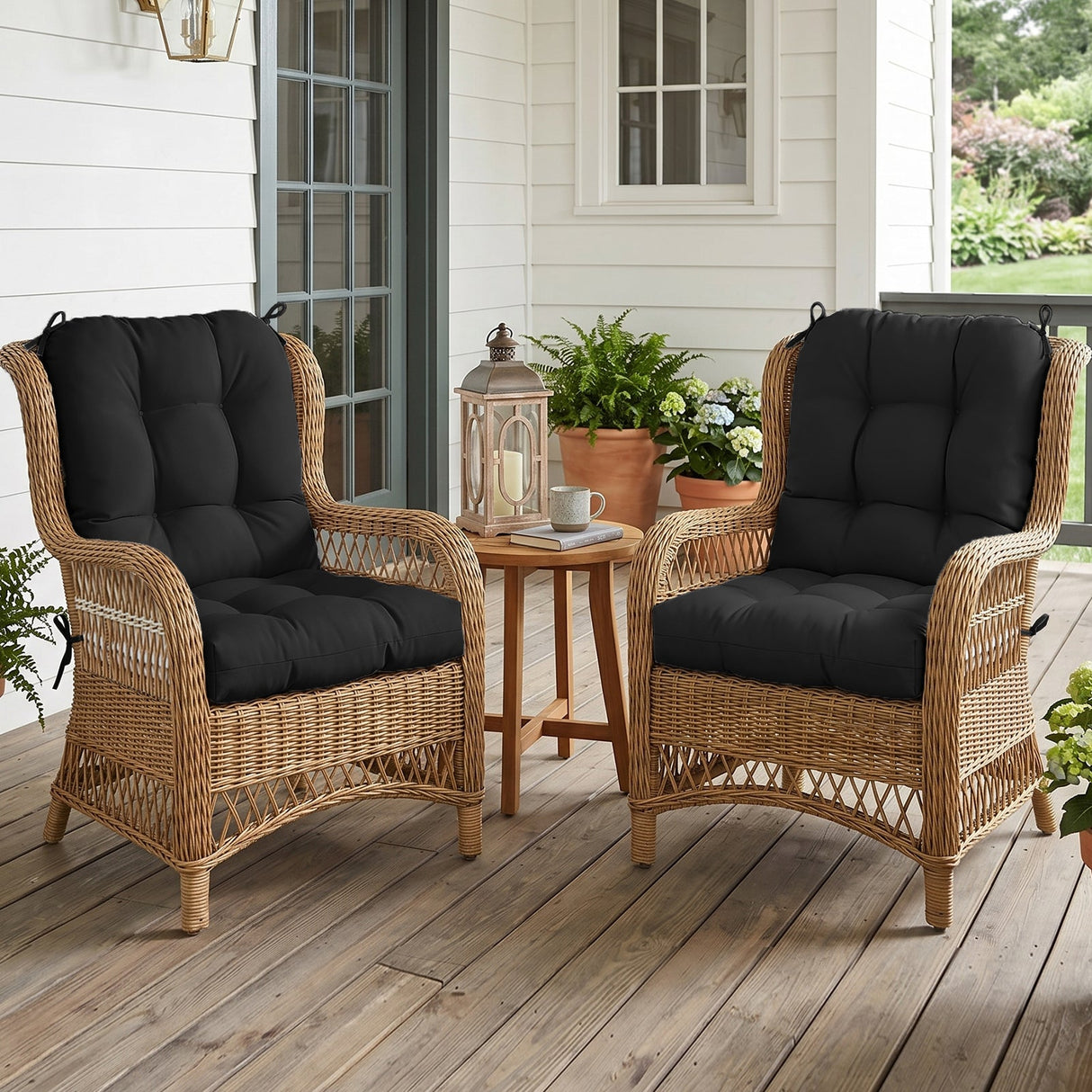Tufted Outdoor/Indoor Seat/Back Chair Cushion, Set of 2, 42'' x 21'' - Eagle Peak