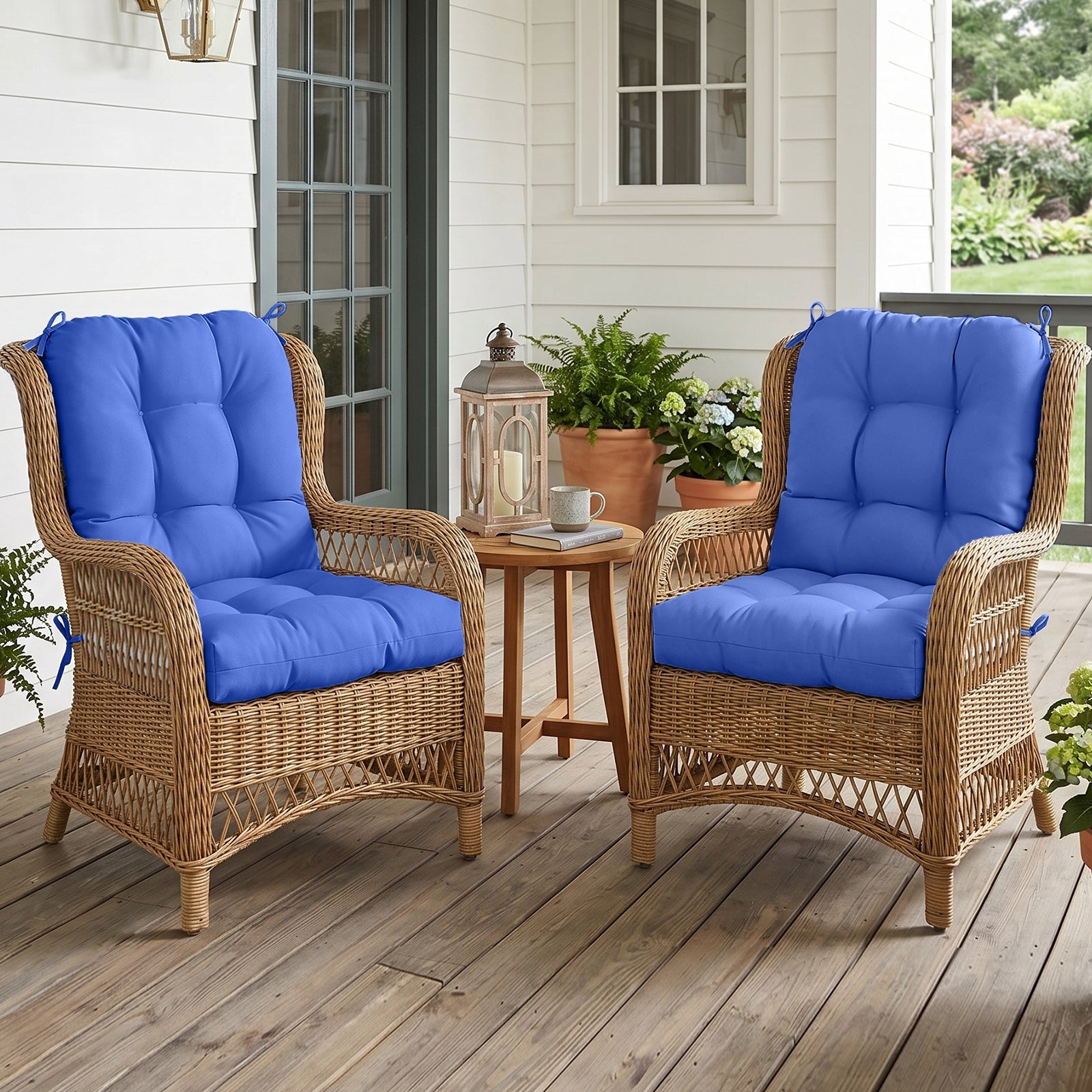 Tufted Outdoor/Indoor Seat/Back Chair Cushion, 2 Pack, 42'' x 21