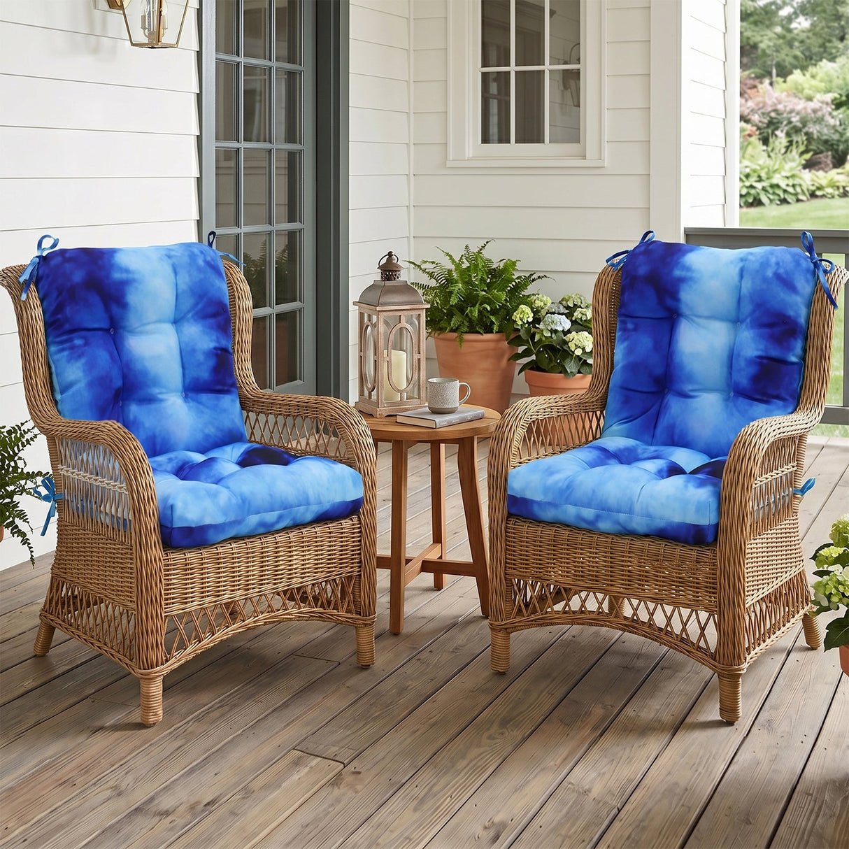 Tufted Outdoor/Indoor Seat/Back Chair Cushions, Set of 2, 42'' x 21'' - Eagle Peak