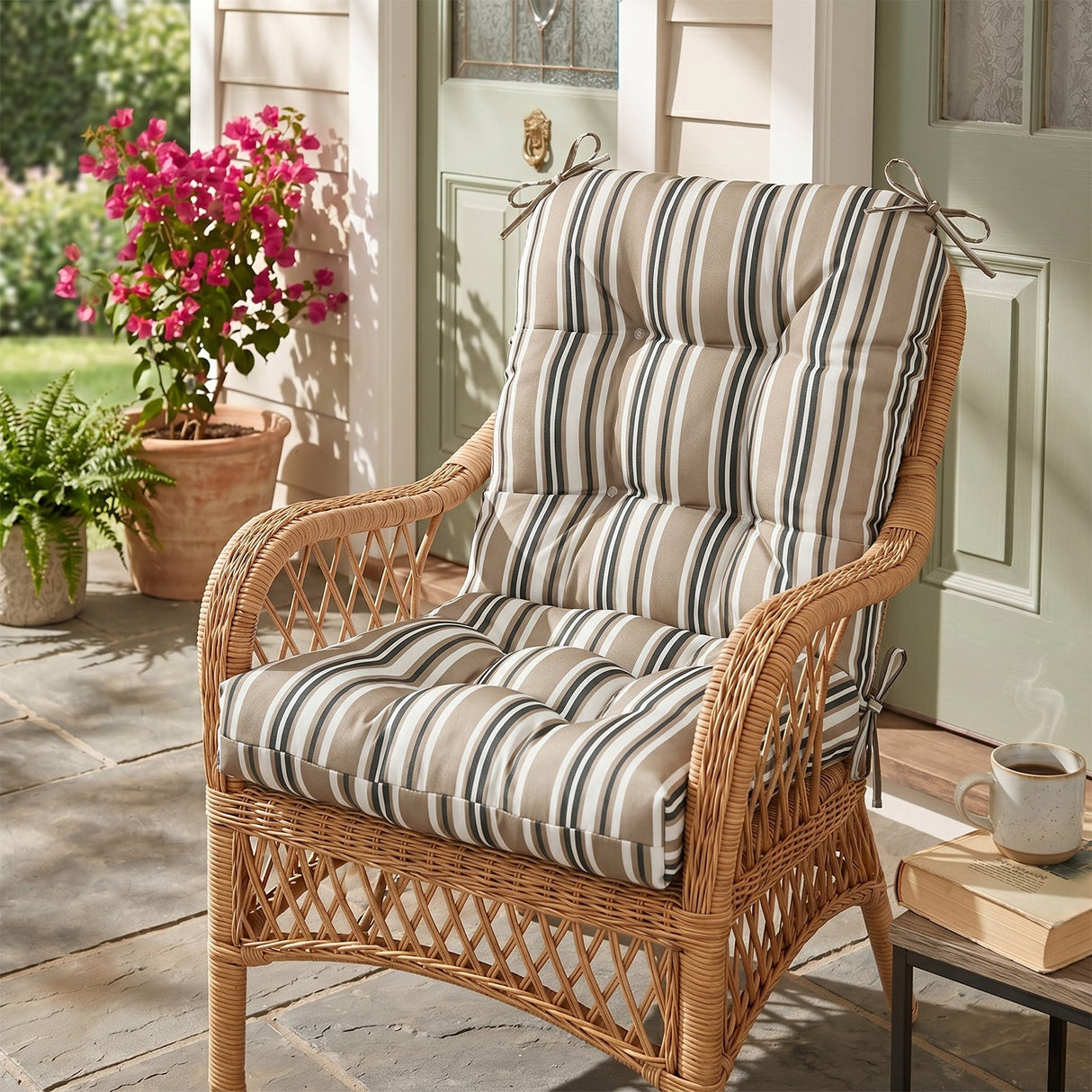 Tufted Outdoor/Indoor Seat/Back Chair Cushions, Set of 2, 42'' x 21'' - Eagle Peak