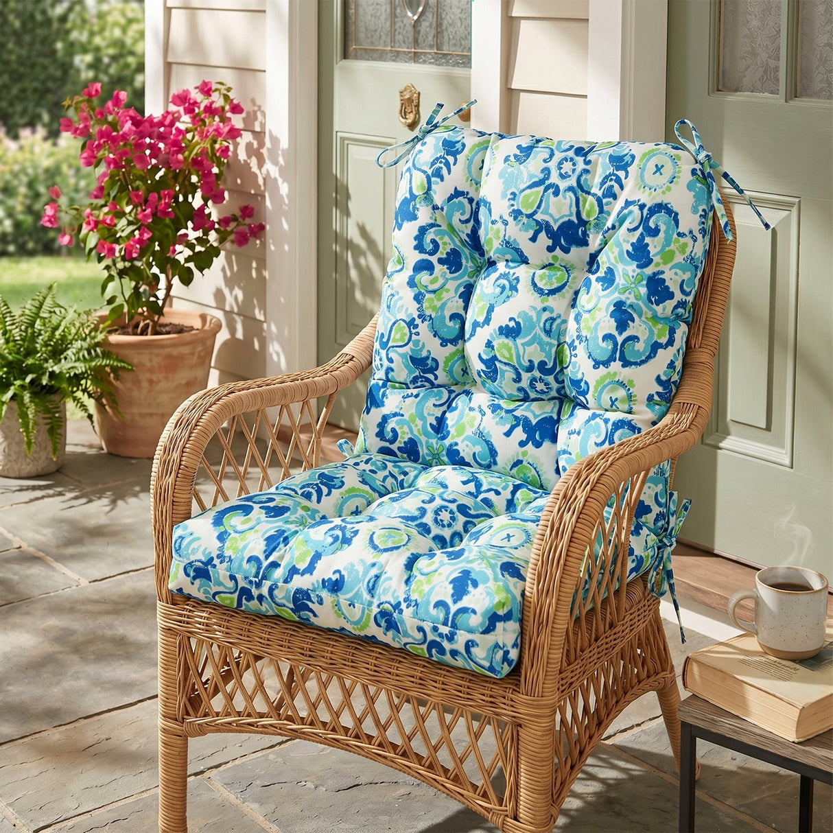Tufted Outdoor/Indoor Seat/Back Chair Cushions, Set of 2, 42'' x 21'' - Eagle Peak