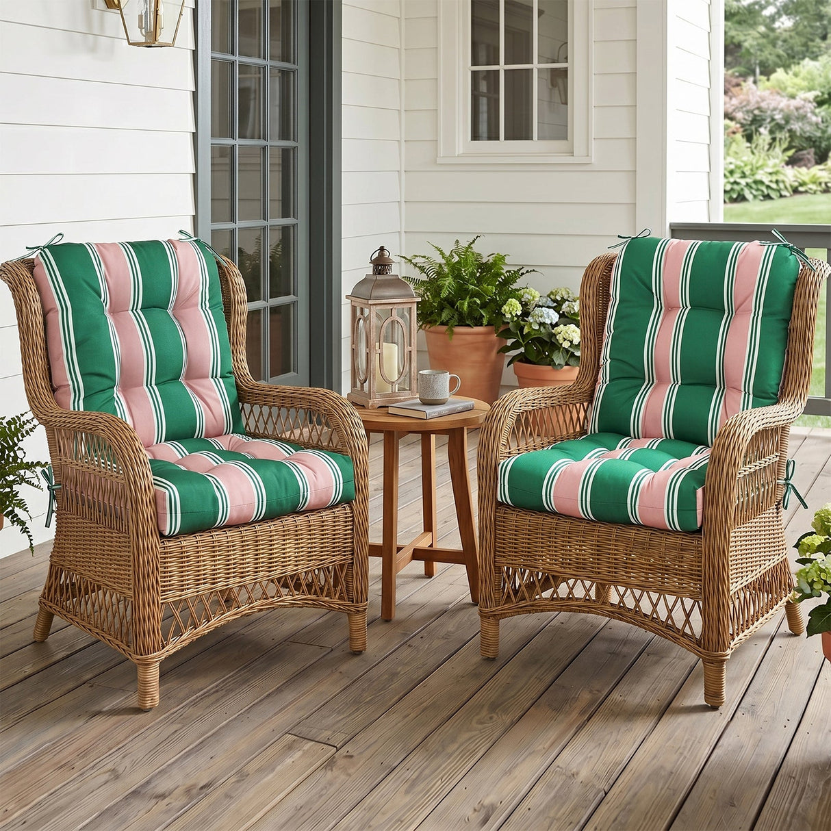 Tufted Outdoor/Indoor Seat/Back Chair Cushions, Set of 2, 42'' x 21'' - Eagle Peak