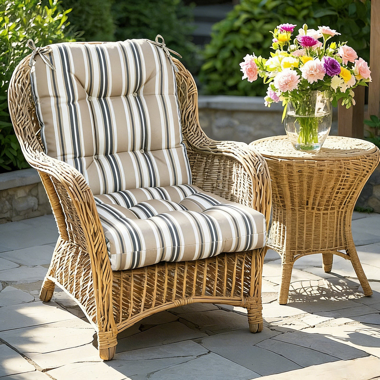 Tufted Outdoor/Indoor Seat/Back Chair Cushions, Set of 4, 42'' x 21'' - Eagle Peak Custom Canopy Tent