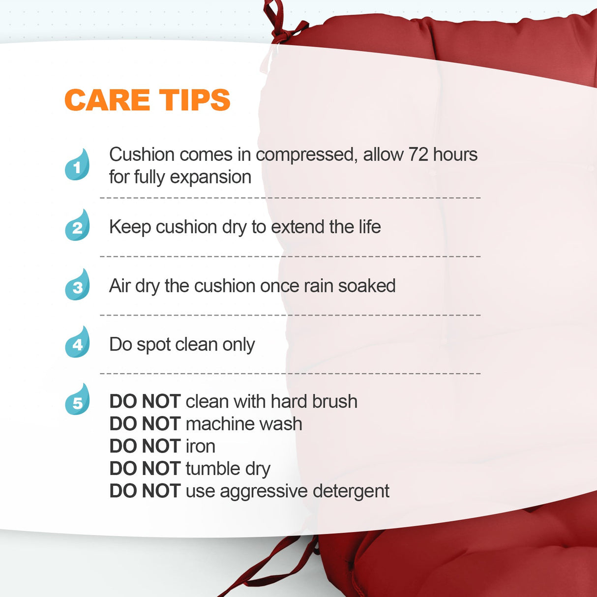 Tufted Outdoor/Indoor Seat/Back Chair Cushions, Set of 4, 42'' x 21'' - Eagle Peak Custom Canopy Tent