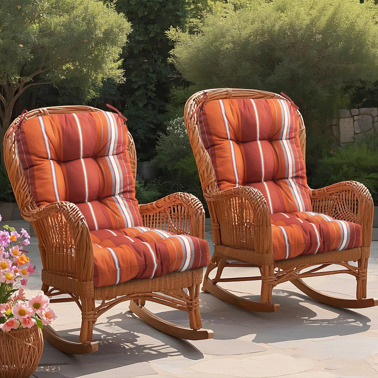 Tufted Outdoor/Indoor Seat/Back Chair Cushions, Set of 4, 42'' x 21'' - Eagle Peak Custom Canopy Tent